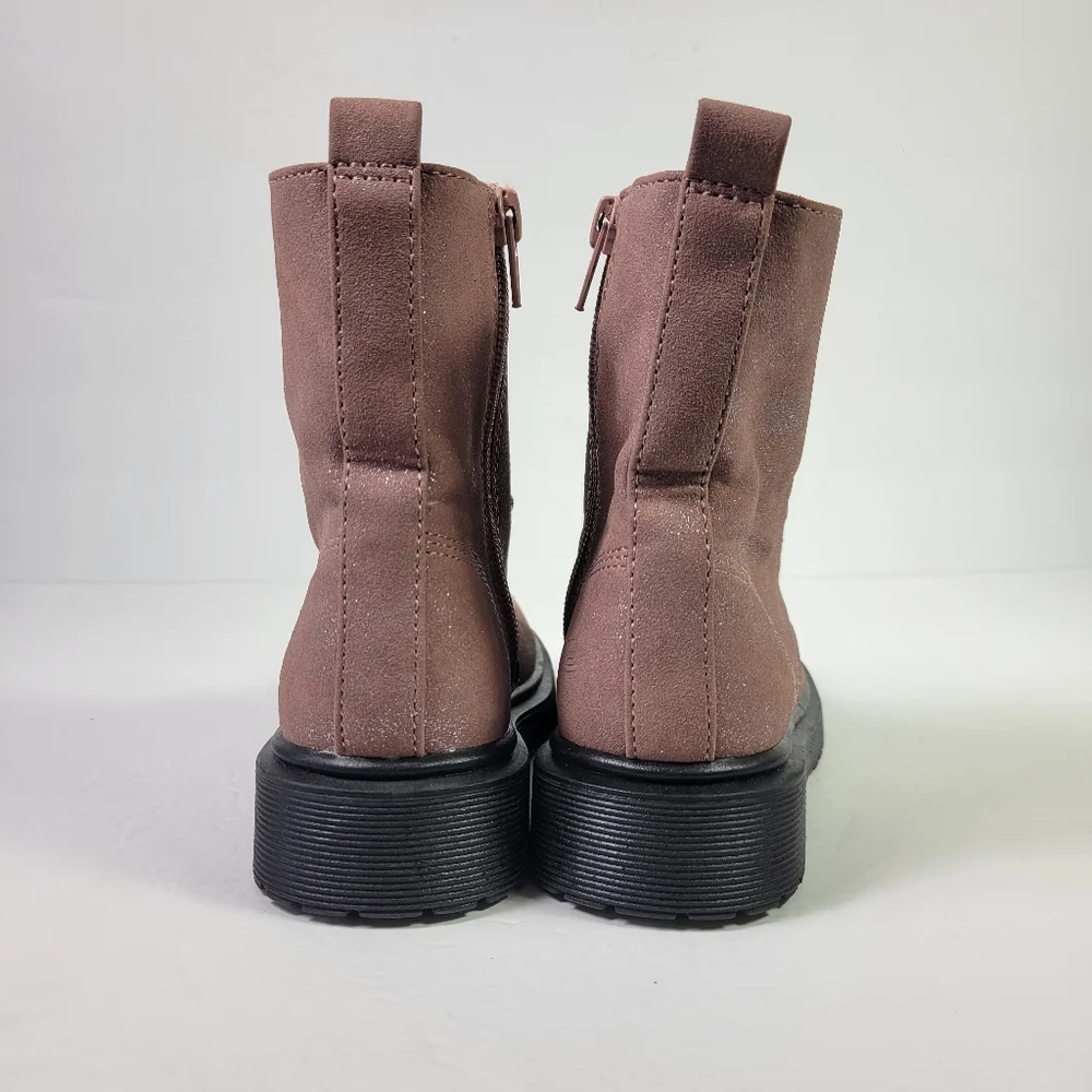 Steve Madden Girls Mauve Pink Shimmer Side Zip Up Boots Sz 12M